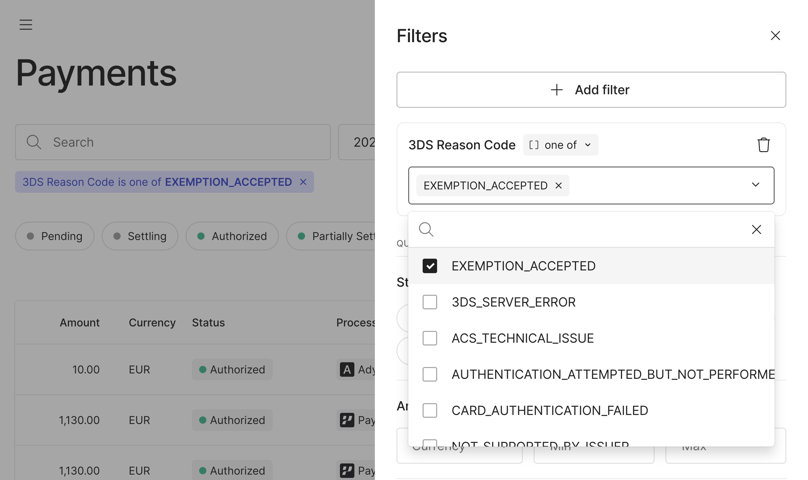Timeline Exemption Filter