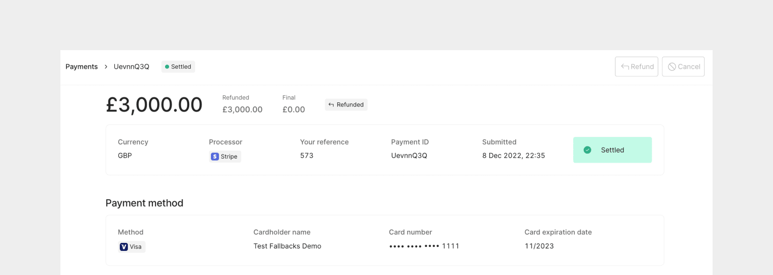 Refunded example