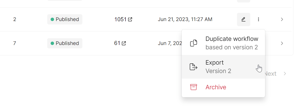Exporting a workflow